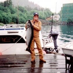 My husband with fish in Sitka, Alaska