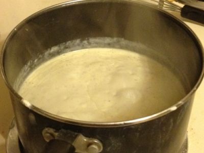 Stir in Whipping Cream and Milk.  Stir Over Medium Heat Until it Thickens.