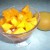 2nd Layer - Diced mangoes on top of Jello 2nd Layer - Diced mangoes on top of Jello