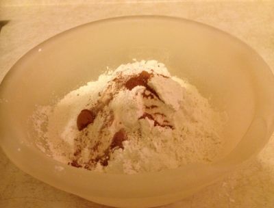 Step Two:  Combine Flour, Baking Powder, Salt, Cinnamon, and Nutmeg