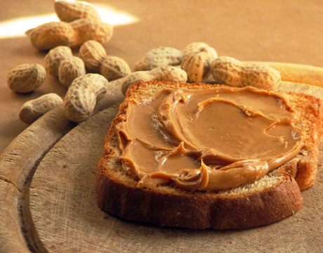 Peanut butter on whole wheat bread