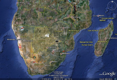 The Jewell of Africa...    Courtesy Google Earth. Notice the oldest desert in the whole wide world(Brown/Yellowish next to coast)