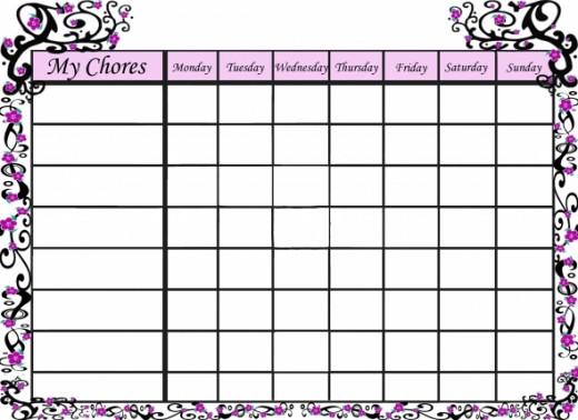 teenager chore chart