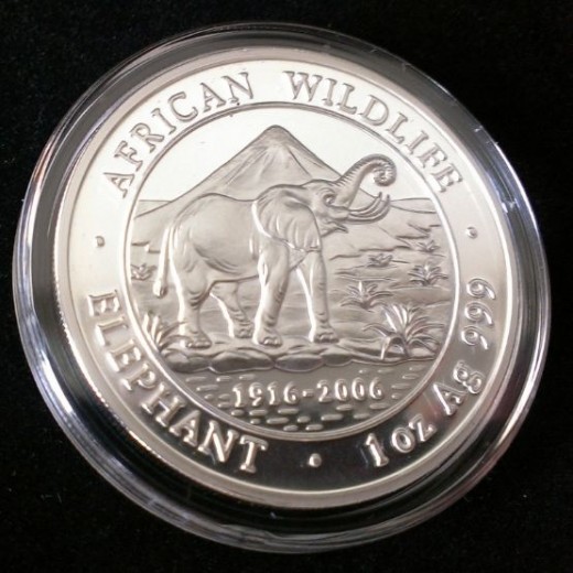 2006 Somalia Silver Elephant Coin