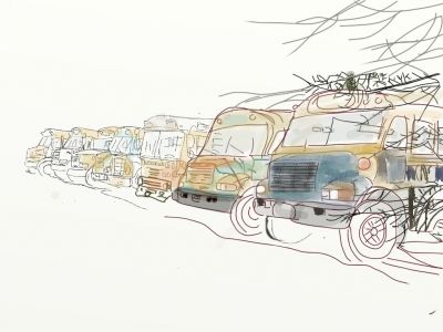 iPad APP ArtRage Painting of School Buses