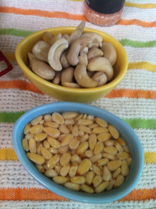 cashews and pinenuts soaking