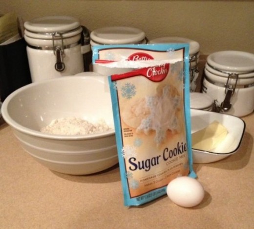 Sugar Cookie mix, stick of softened butter, and one egg.