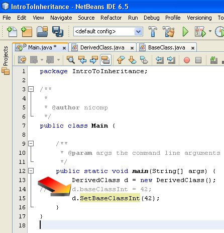 Figure 07 - Modifications to main() in order to take advantage of the public method in the base class. Figure 07 - Modifications to main() in order to take advantage of the public method in the base class.