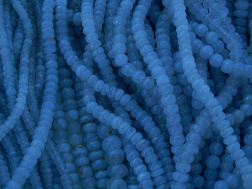 strands of beads for sale at gem show