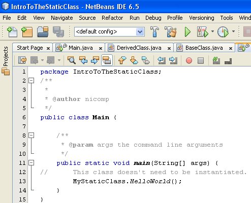 Figure 02 - The static class is referenced from the main()