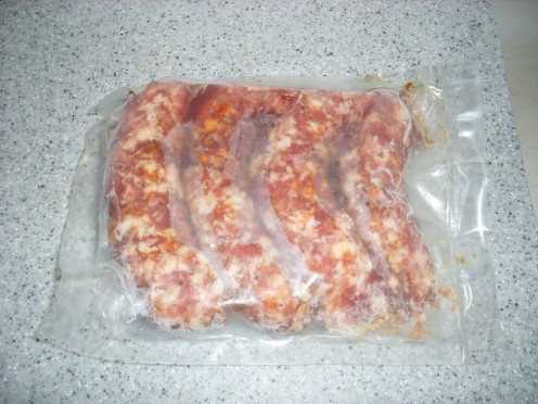 Some of my sausages I make in China, neatly vacuum-sealed in a bag