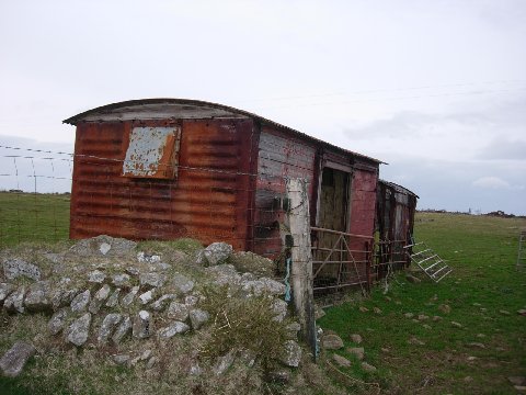 Old Railway car used as a sheep shelter on the Preseli Hills