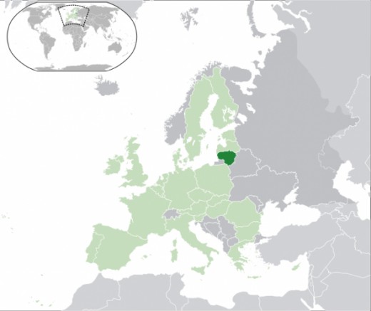 Location of Lithuania in the World Map