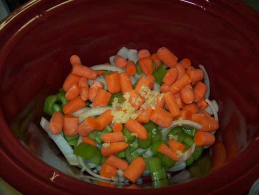 Second Layer: Celery, Carrots, & Garlic