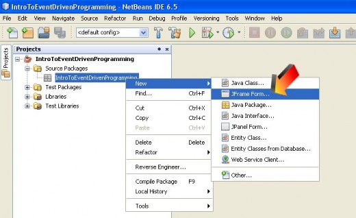 Figure 01 - Add a JFrame class to our example project