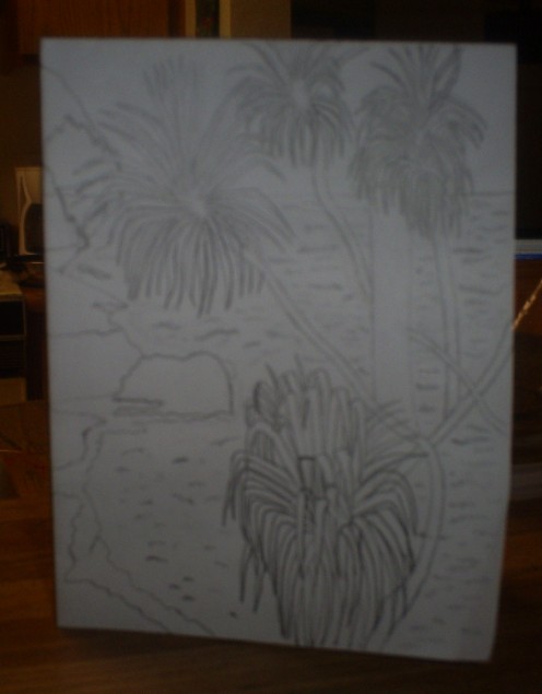 Here I have drawn a tropical scene.