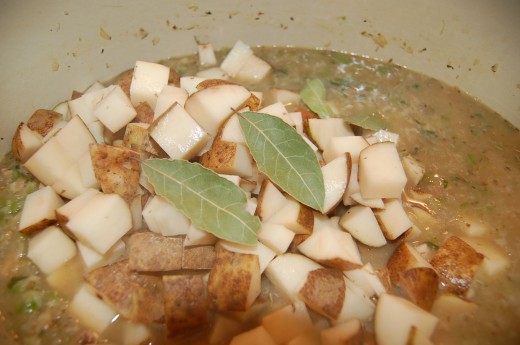 Add Potatoes and Bay Leaves Add Potatoes and Bay Leaves