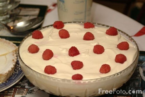 A beautiful British Trifle nicely decorated and displayed in a pretty glass trifle dish. These may often be found in Thrift Shops very inexpensively. ......All photos courtesy Flickr