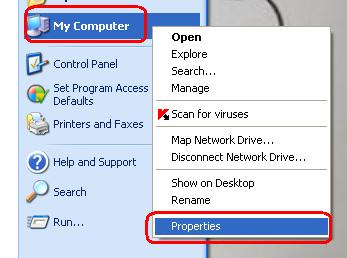 Go to the properties of "My Computer".