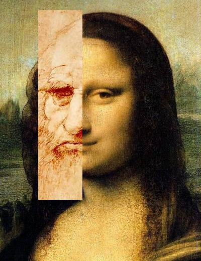 A comparison between the Mona Lisa and Leonardo's self-portrait.