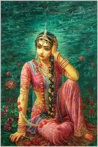 "Manini Radha"Separated from Krishna and upset with him at the same time, Radha weeps.