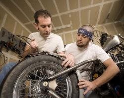 repairing motorcycle