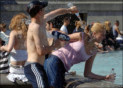 Water fights during school holidays.