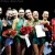 Top gymnasts (including rivkin) pose for a picture at the london games.