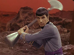 Spock attacks Kirk in Amok Time