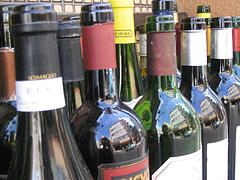 wine bottles at a resturant in downtown nagoya by eva funderburgh