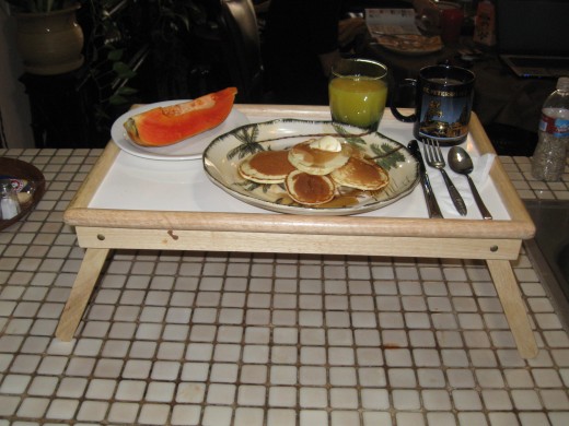 Breakfast Tray ready to be taken from kitchen to the bedroom