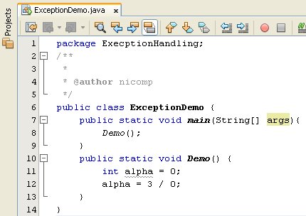 Figure 01 - A simple illustration of a program that throws an exception but does not handle it.