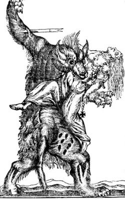 An 18th century engraving of a werewolf