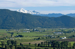 View of Mission with Mount Baker in Washington State at the end