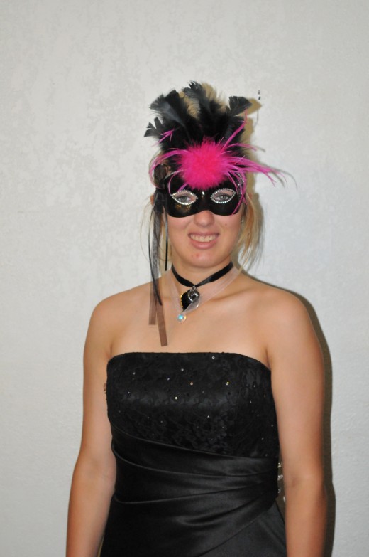 My daughter having fun with the Masquerade Theme Party