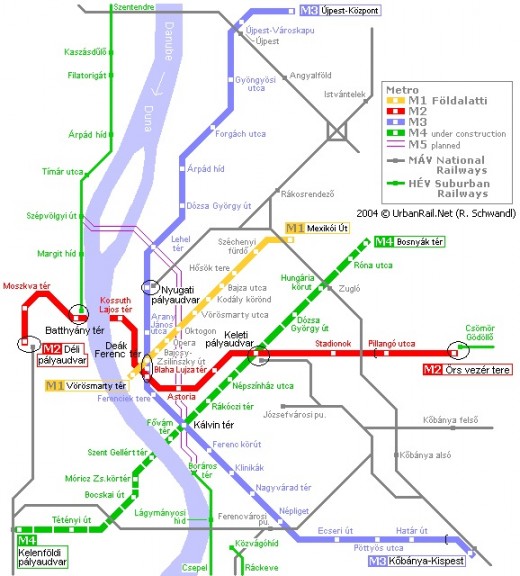Metro lines of Budapest
