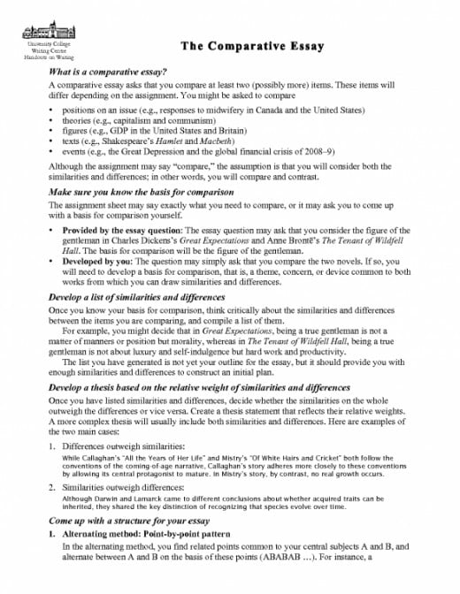 comparative essay introduction structure