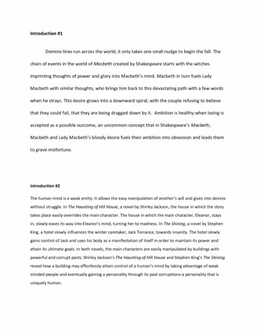 Literary comparison essay example