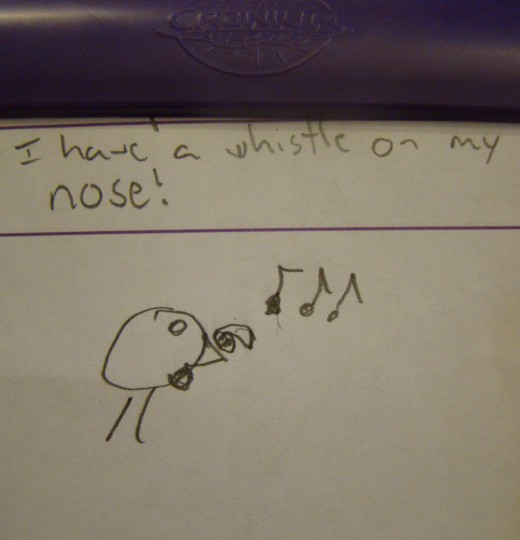 Drawing for: I have a whistle on my nose.