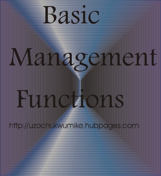 An illustration on basic management functions. The functions of managers. 