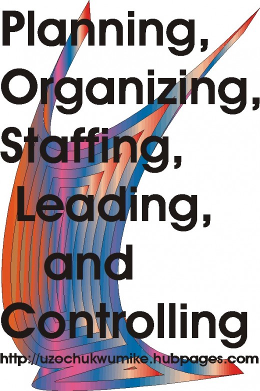 The managements of organizations organize, lead, control and help in the staffing.  