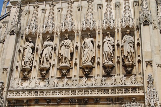Close up of the statues over the main entrance