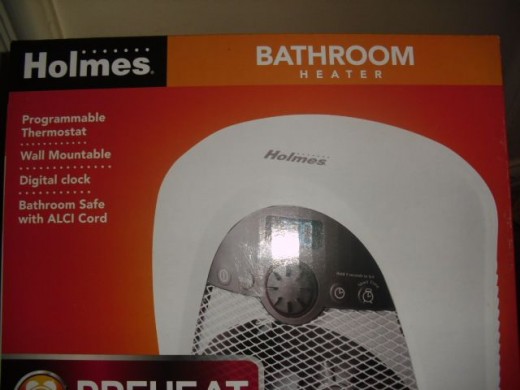 Holmes heater in box showing off features