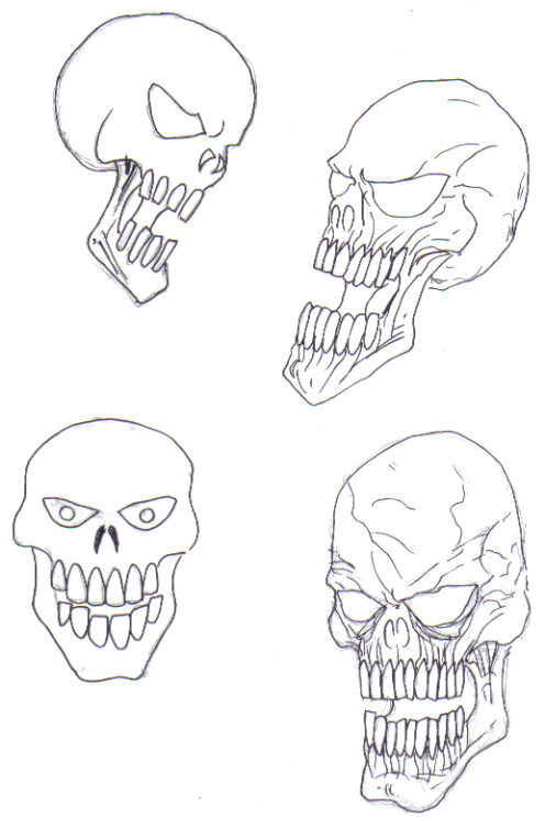 More examples of skull art, the more you draw skulls the different sorts of skulls you'll be able to draw.