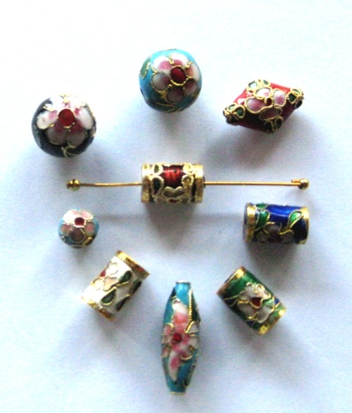 And these are SO special - 'Cloisonne' beads with their flowers and gold embossed on the beads.  Oh-h-h!