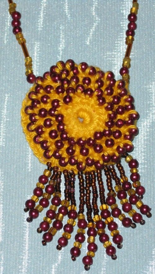 'Sunburst' Necklace - uh-oh - another crocheted delight!Don't stop now...why not go visit my Madeit Shop?