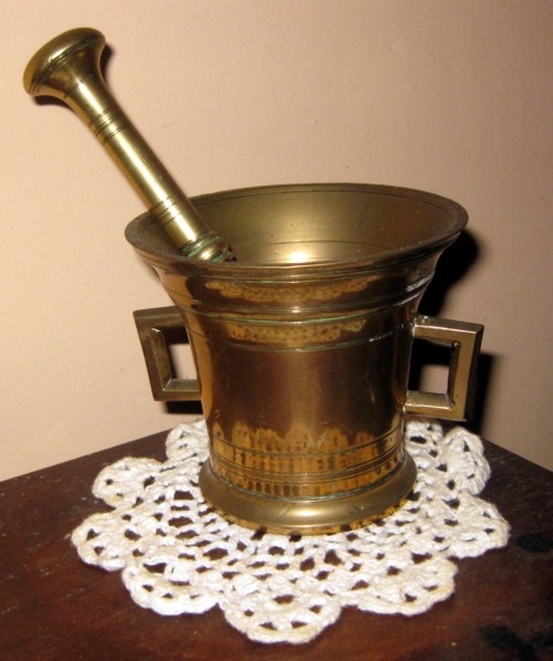 Antique Brass Mortar and Pestle