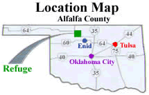 Location of Great Salt Plains State Park and Wildlife Refuge.
