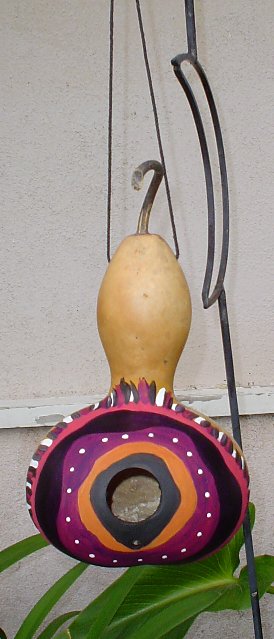 A birdhouse I made from a gourd.