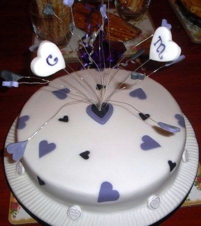 Love Hearts Engagement Cake - with real sweetie love hearts!